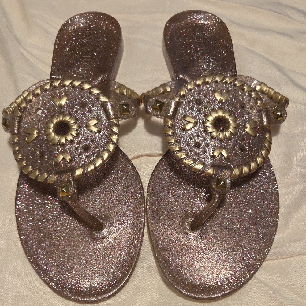 Jack Rogers Brown Gold Sandals with Elegant Medallion - Picture 7 of 7